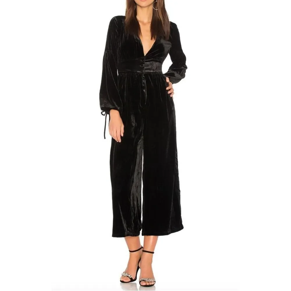 Free People Black True Lovin Velvet Jumpsuit SS6